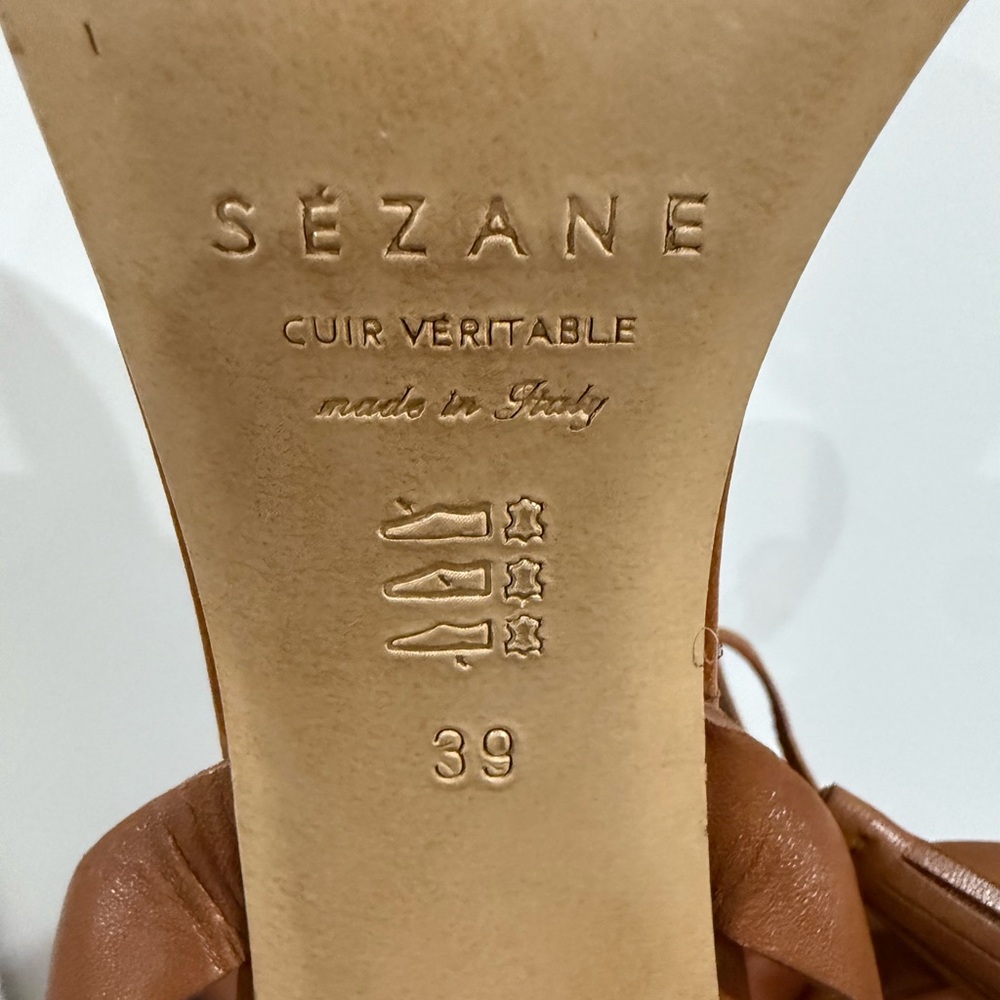 Sezane strappy brown leather high heels, size 39 EU / 8.5 US - Picture 8 of 11